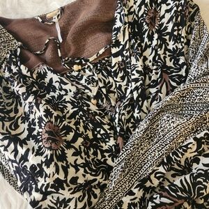 Free People Chocolate and Ebony Patterned Top